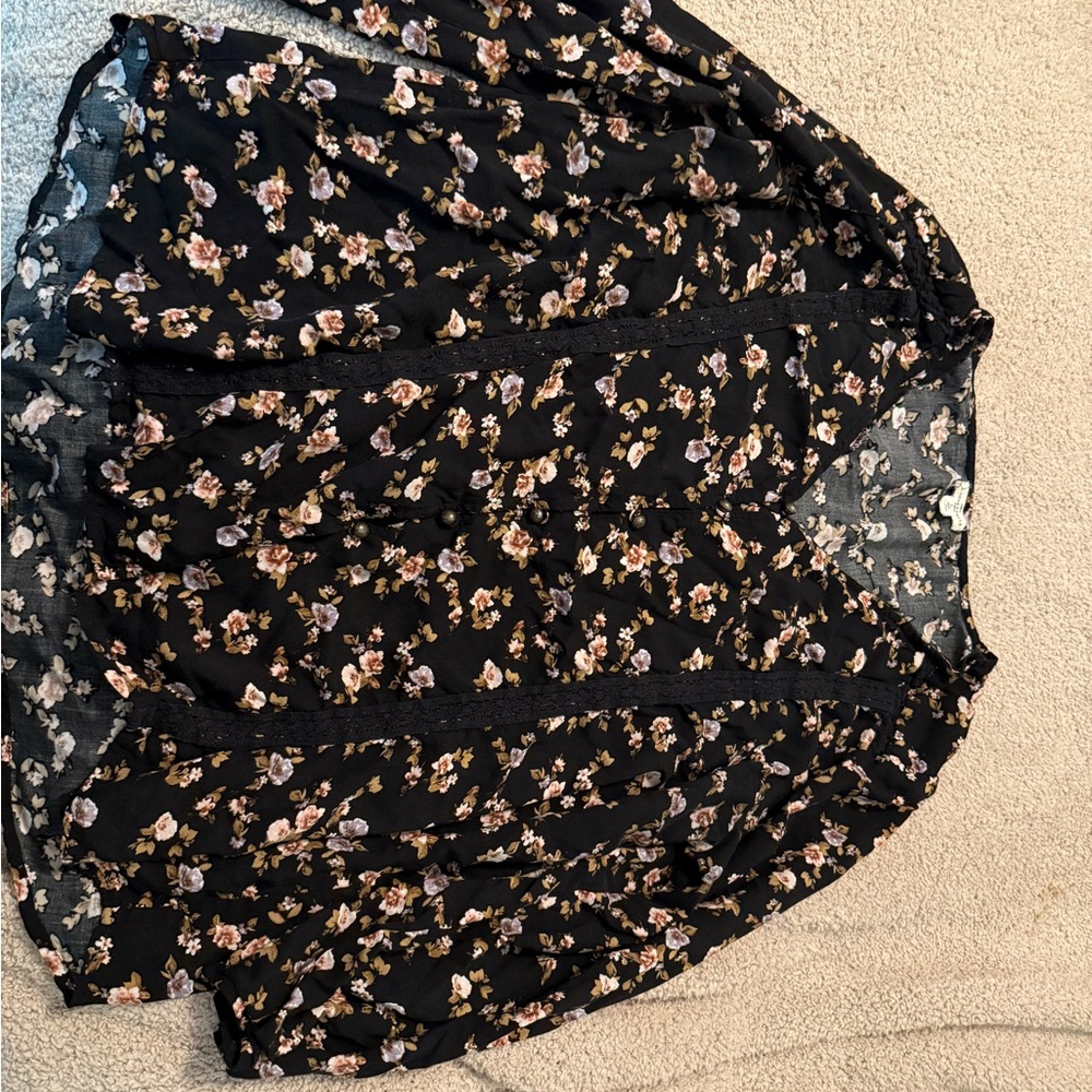 Floral Black Skirt
